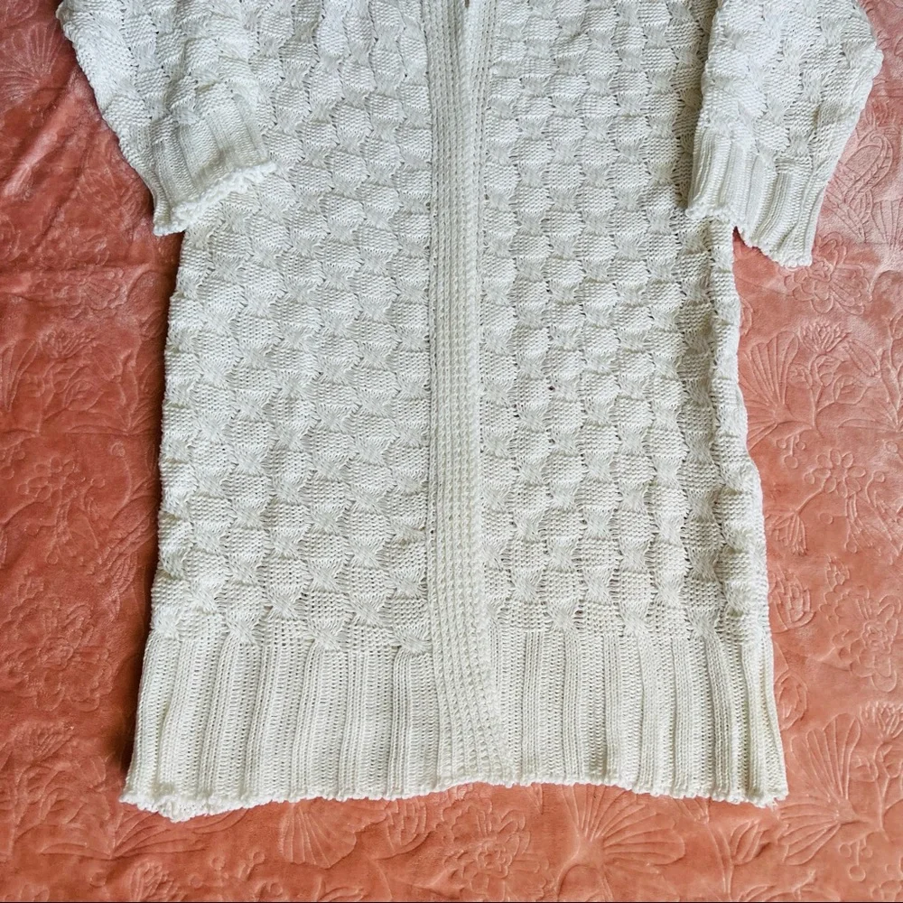 NWT Cellabie Vetements Chunky Knit Open Drape Hoodie Cardigan Sweater Ivory - Picture 6 of 12